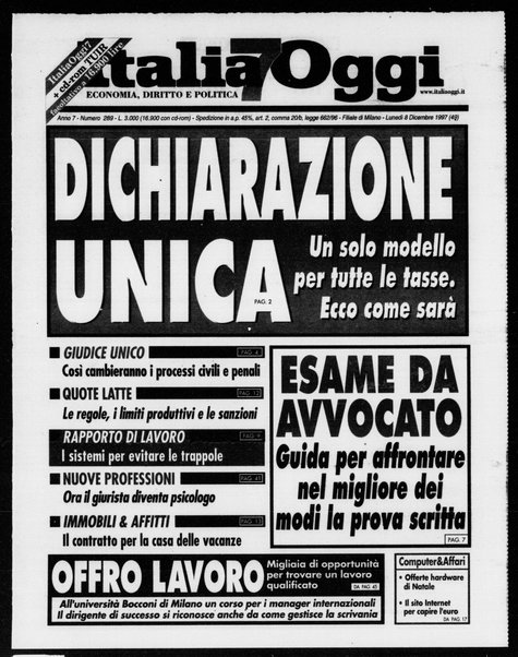 Italia oggi : quotidiano di economia finanza e politica